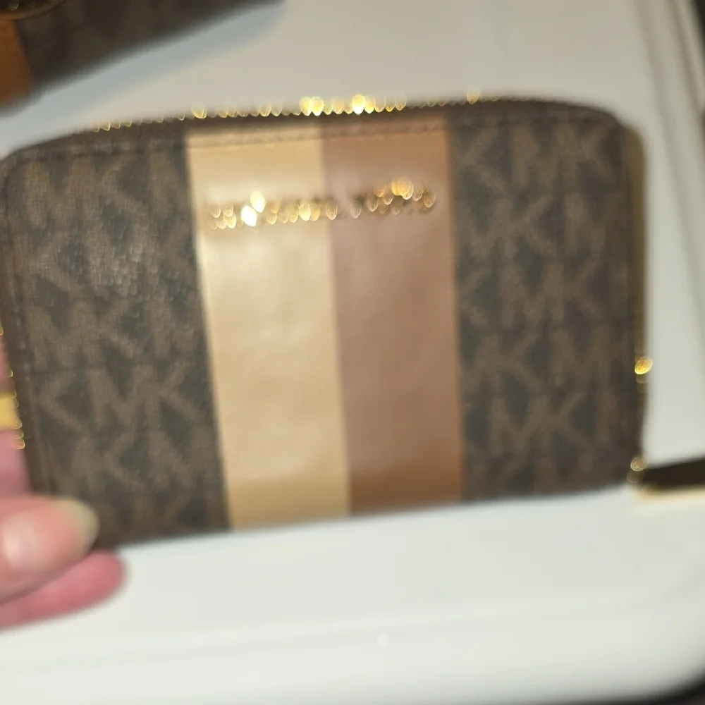 Michael Kors Brown and Tan Striped Satchel with Matching Wallet - Picture 12 of 15